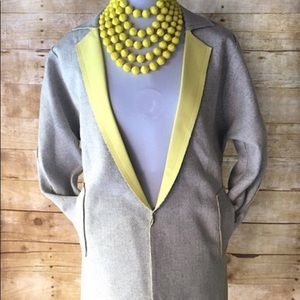 Gray & Yellow Tweed Fashion Blazer